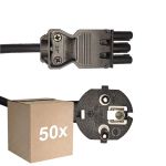 Confezione Multipack 50x Noxion GST - Compatibile Cavo di alimentazione Nero - Femmina + Schuko Europlug - 3m - 3 pole 0.75mm2